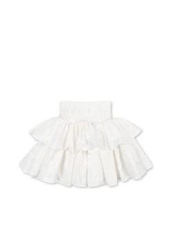 JUPE À SMOCKS EN DENTELLE - Optic White