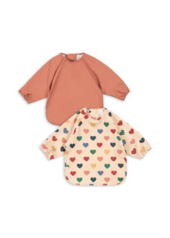 2 PACK DINNER BIB WITH SLEEVES - Coeur Colore Frappe/canyon Rose